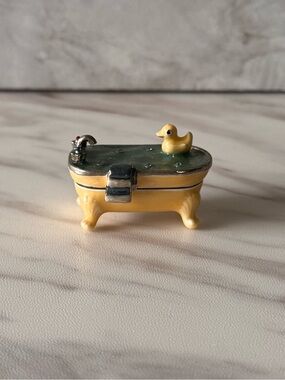MONET Rubber Duck in Tub Trinket Box Enamel Keepsake Miniature Collectible